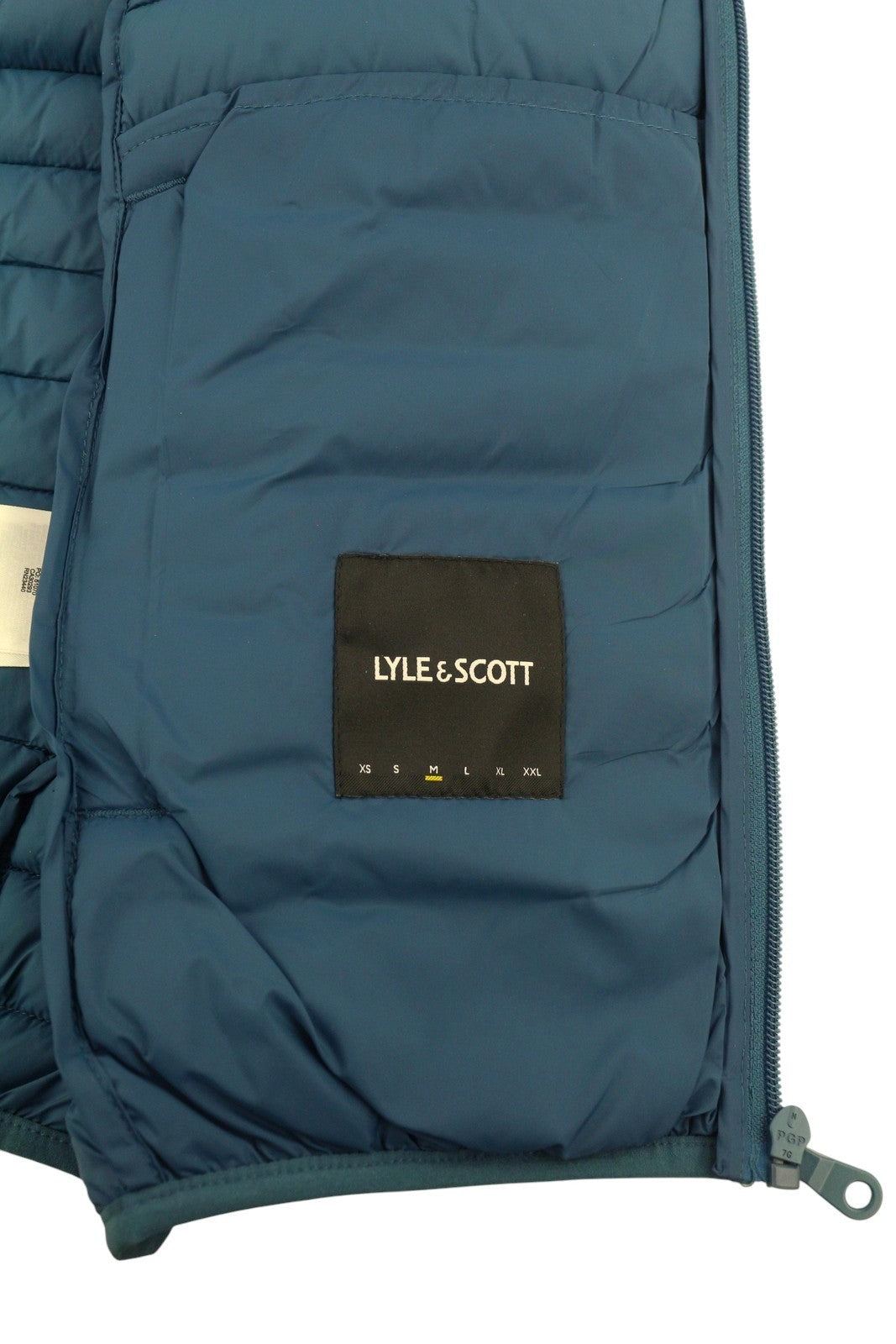 LYLE & SCOTT Men Waistcoat M Blue Quilted Padded High Neck Full Zip Vest