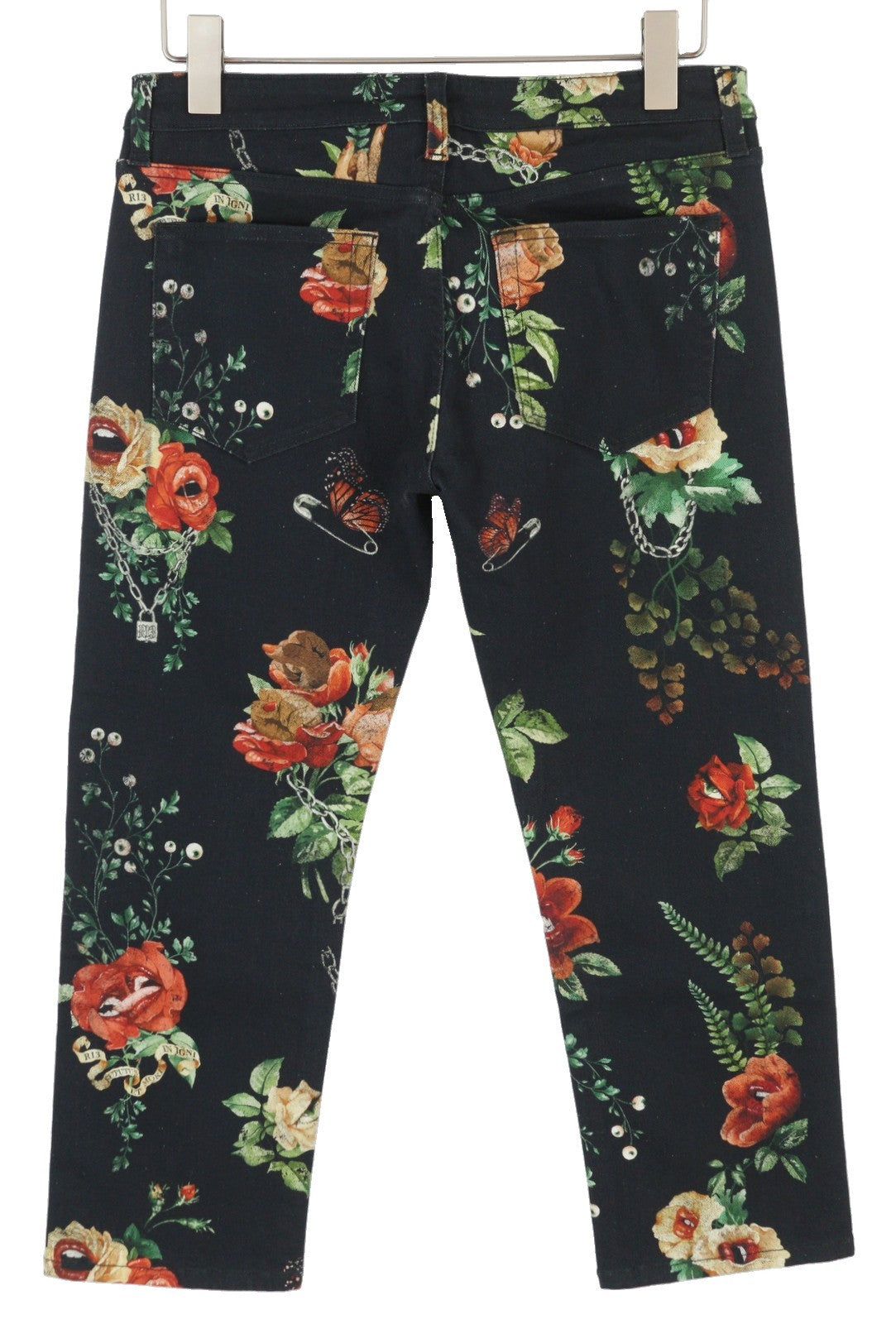 R13 Damon Overall Women Jeans 27 Ecru Linen Tinto Floral Print Cropped Ankle