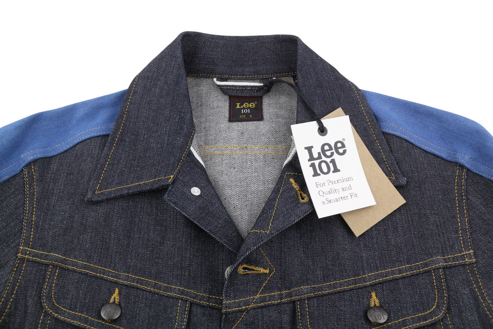 LEE 101 Panelled Rider Men Jacket M Dark Blue Selvedge Rigid Denim RRP359