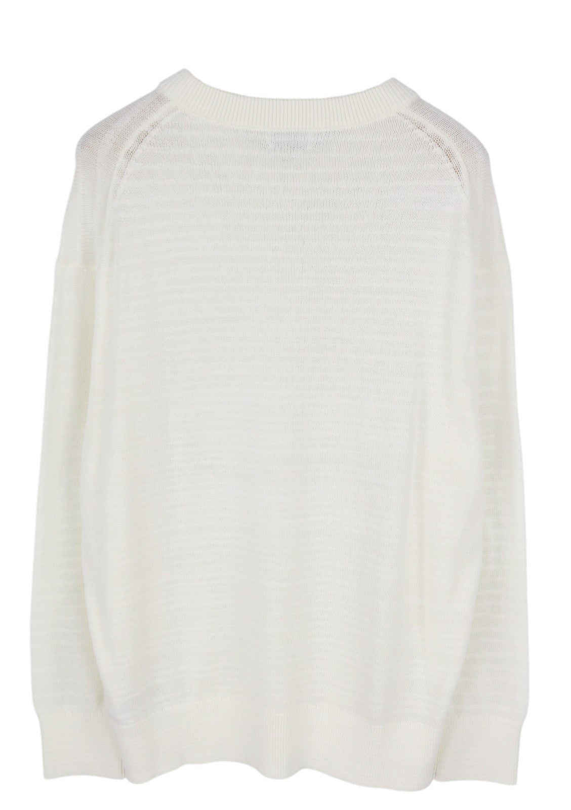 CALVIN KLEIN Tape Yarn Vn Men Jumper M White Textured Knit V Neck Pullover