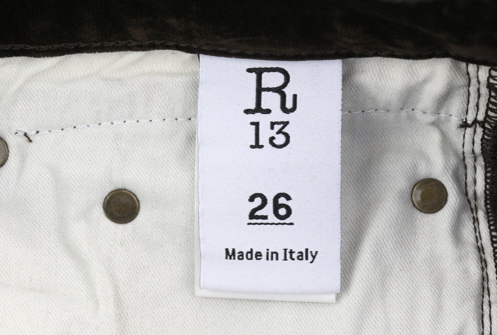 R13 Boy Straight Women Jeans 26 Flocked Brown Mid Rise Cropped Ankle Zip Fly