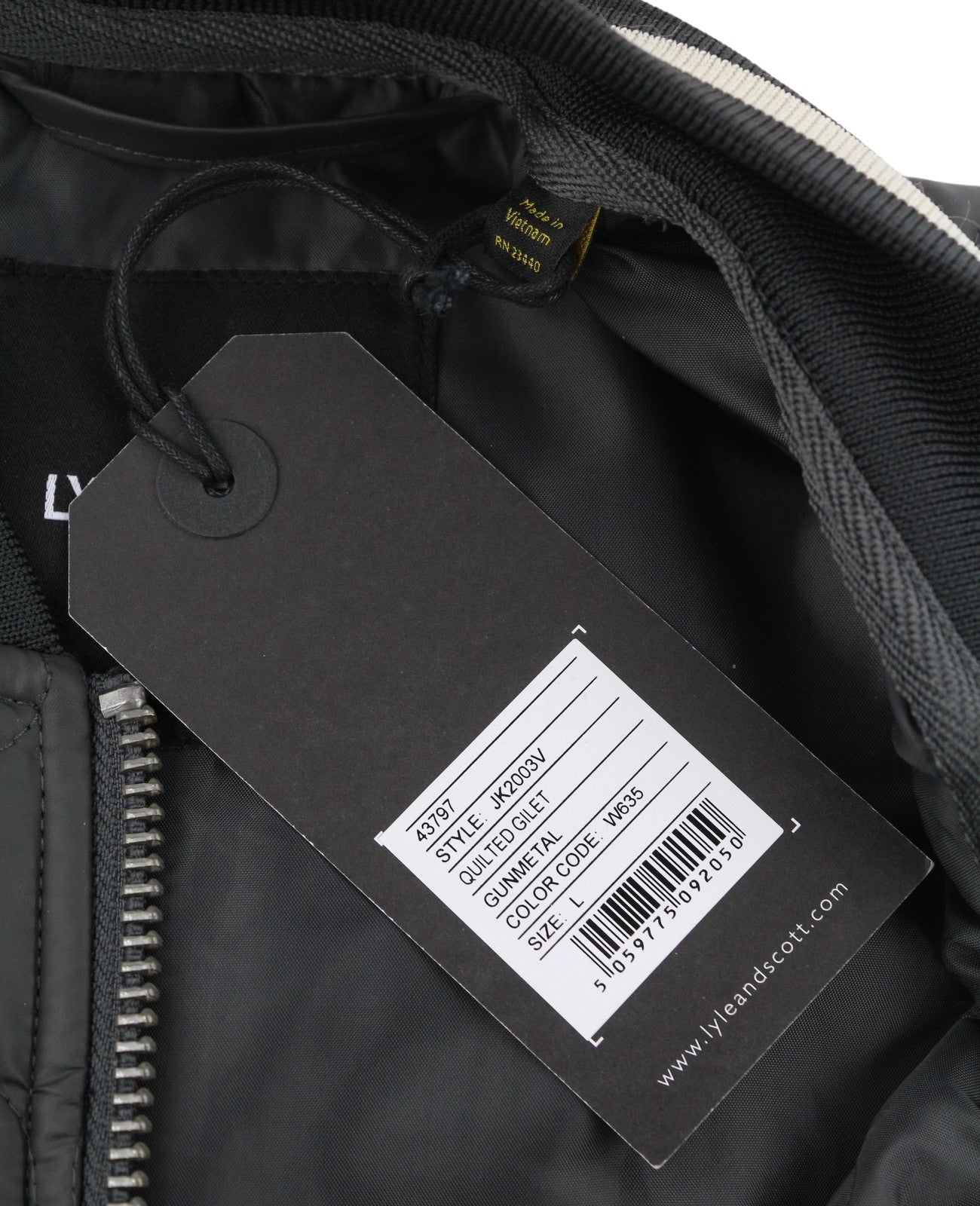 LYLE & SCOTT Men Waistcoat L Grey Quilted Padded Zipper Bomber Neck RRP149