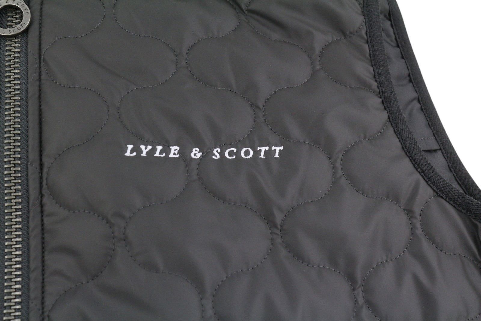 LYLE & SCOTT Men Waistcoat L Grey Quilted Padded Zipper Bomber Neck RRP149