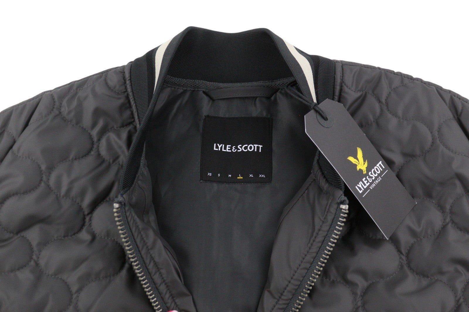 LYLE & SCOTT Men Waistcoat L Grey Quilted Padded Zipper Bomber Neck RRP149