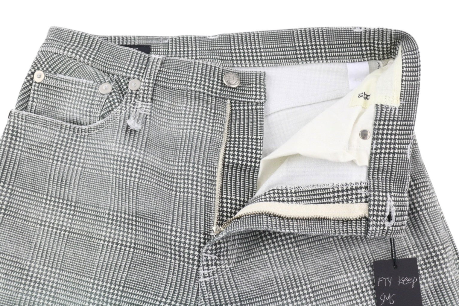 R13 Jane Women Jeans 27 Printed Glen Plaid Stretch Flared Straight Leg RRP699