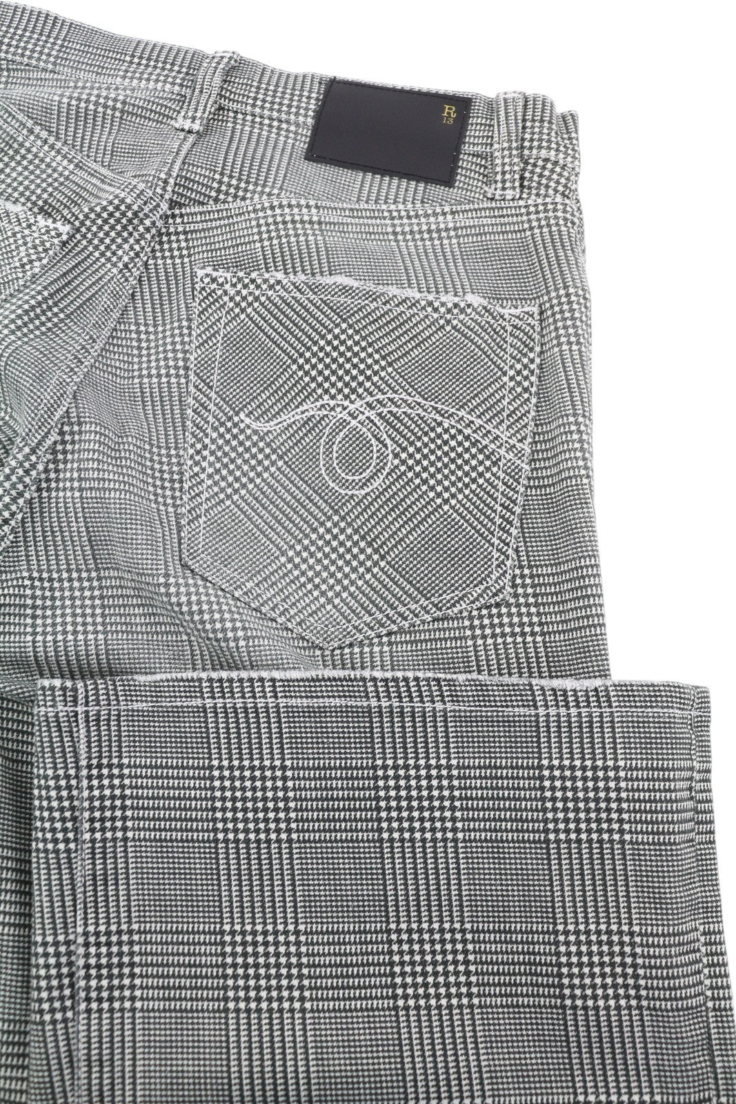 R13 Jane Women Jeans 27 Printed Glen Plaid Stretch Flared Straight Leg RRP699