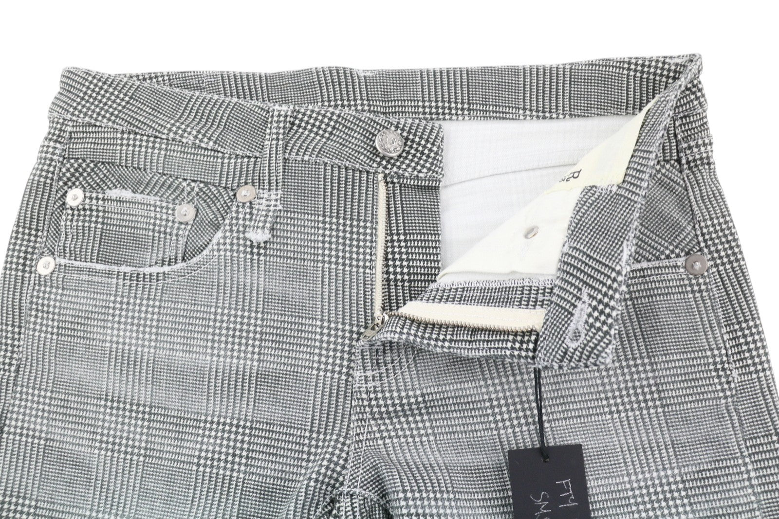 R13 Boy Straight Women Jeans 27 Printed Glen Plaid Cropped Ankle RRP499