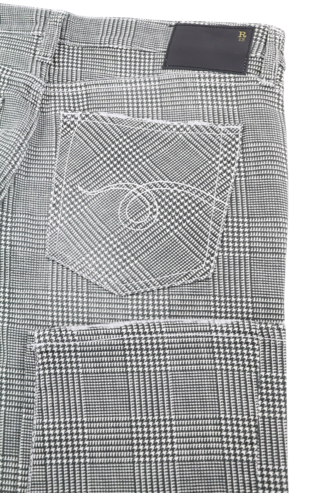 R13 Boy Straight Women Jeans 27 Printed Glen Plaid Cropped Ankle RRP499