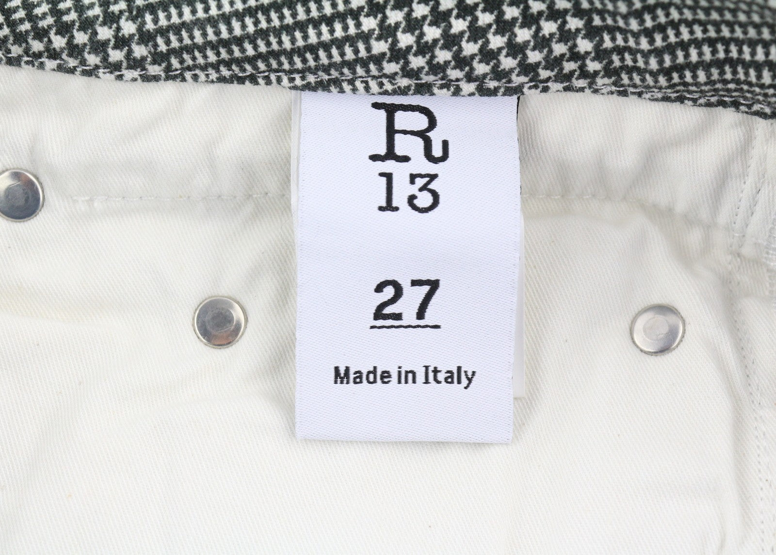 R13 Boy Straight Women Jeans 27 Printed Glen Plaid Cropped Ankle RRP499