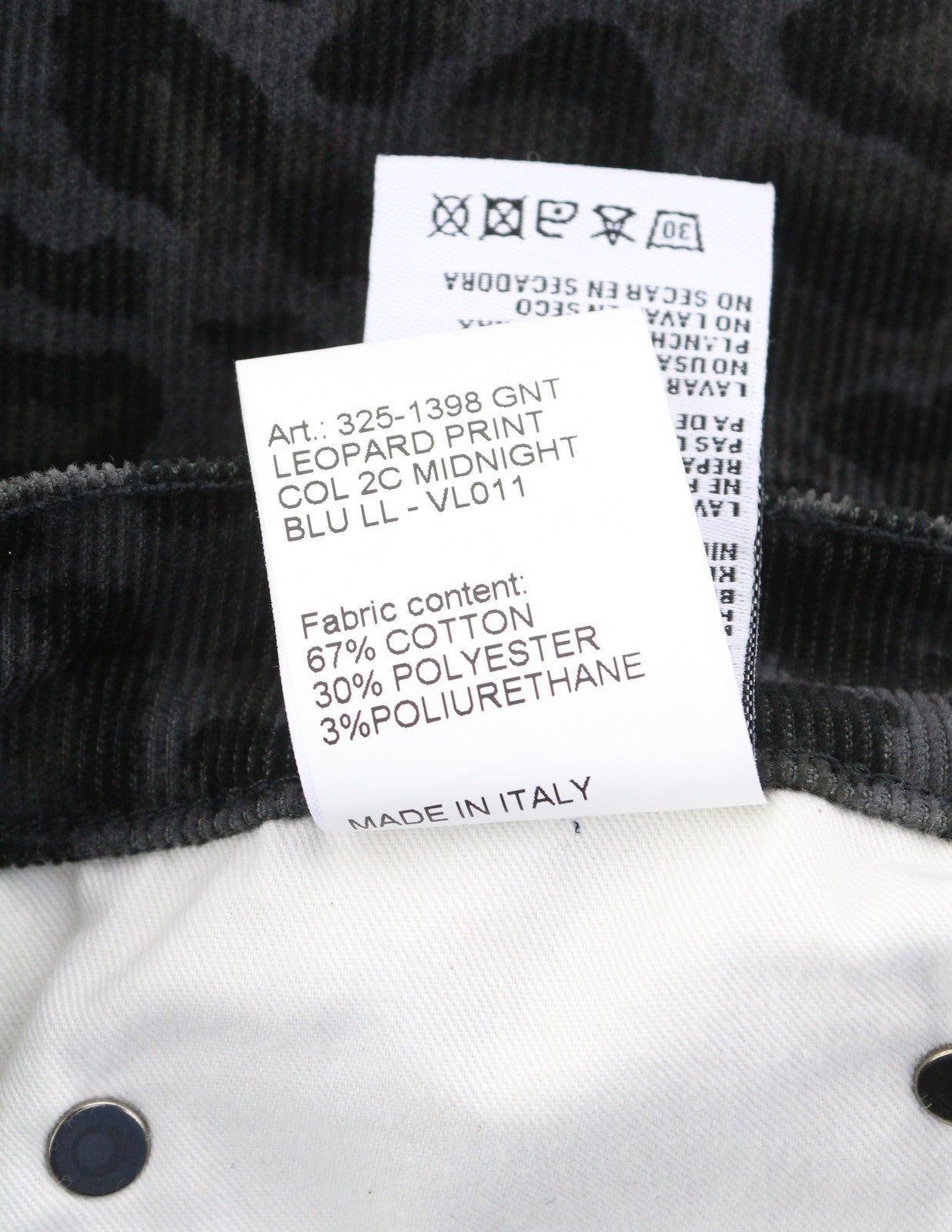 R13 High Rise Skinny Women Trousers 27 Midnight Leopard Corduroy Zipper Grey