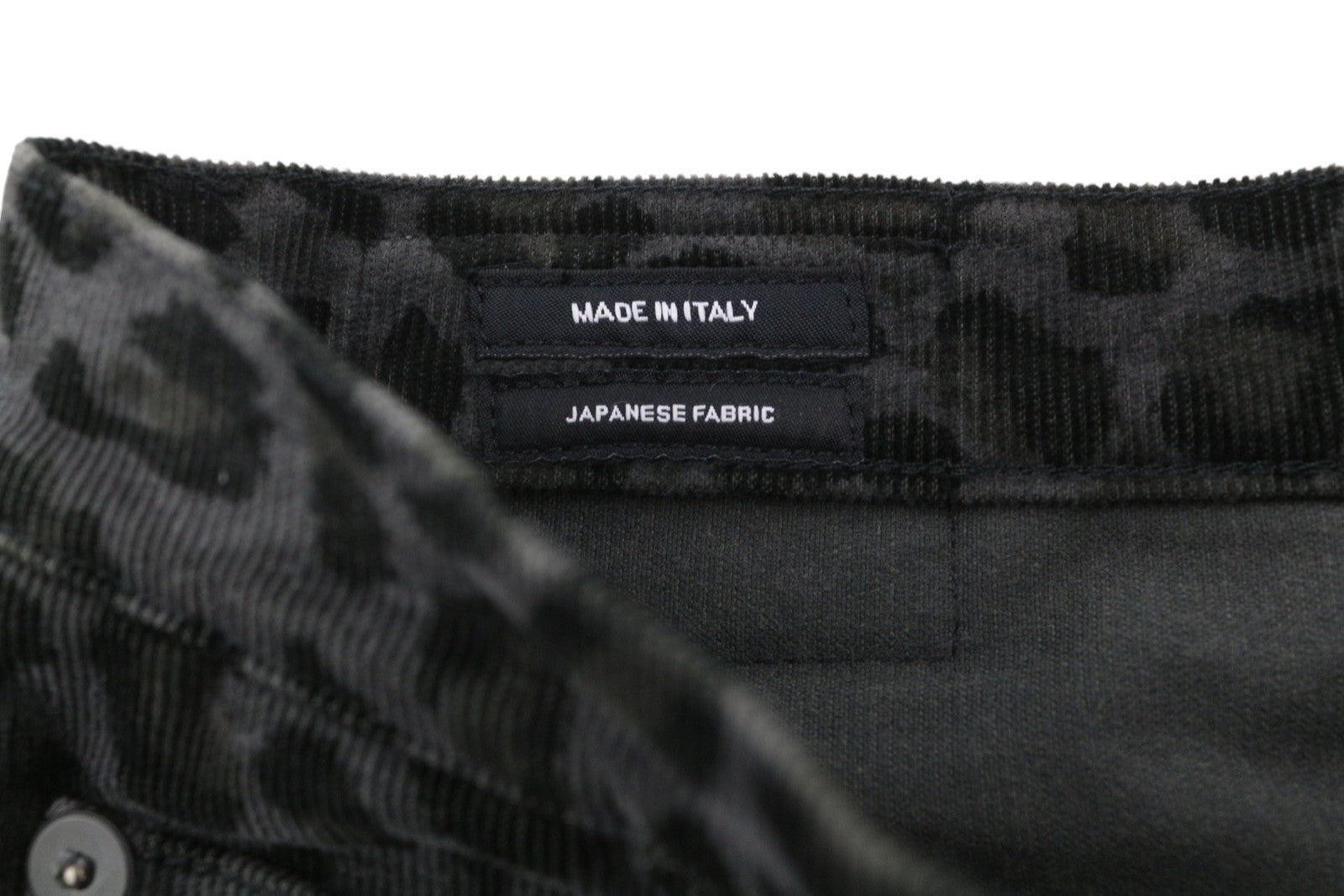 R13 High Rise Skinny Women Trousers 27 Midnight Leopard Corduroy Zipper Grey