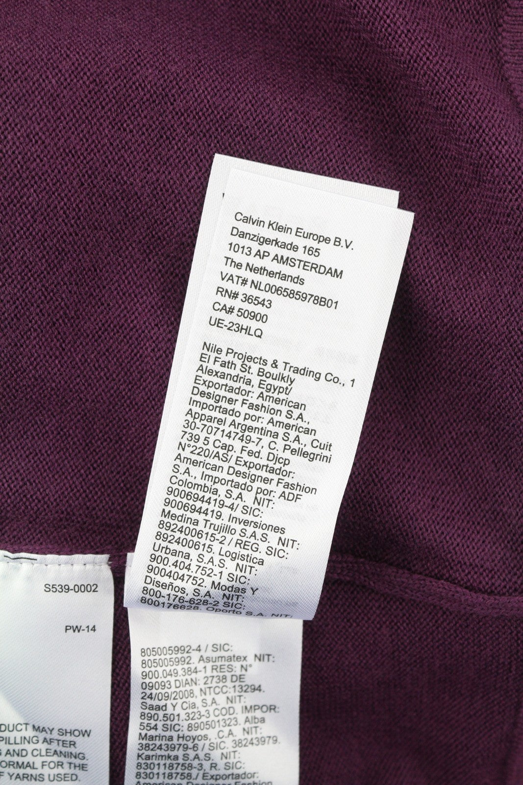 CALVIN KLEIN Merino Turtle Neck Men Jumper L Purple Knit Pullover RRP189