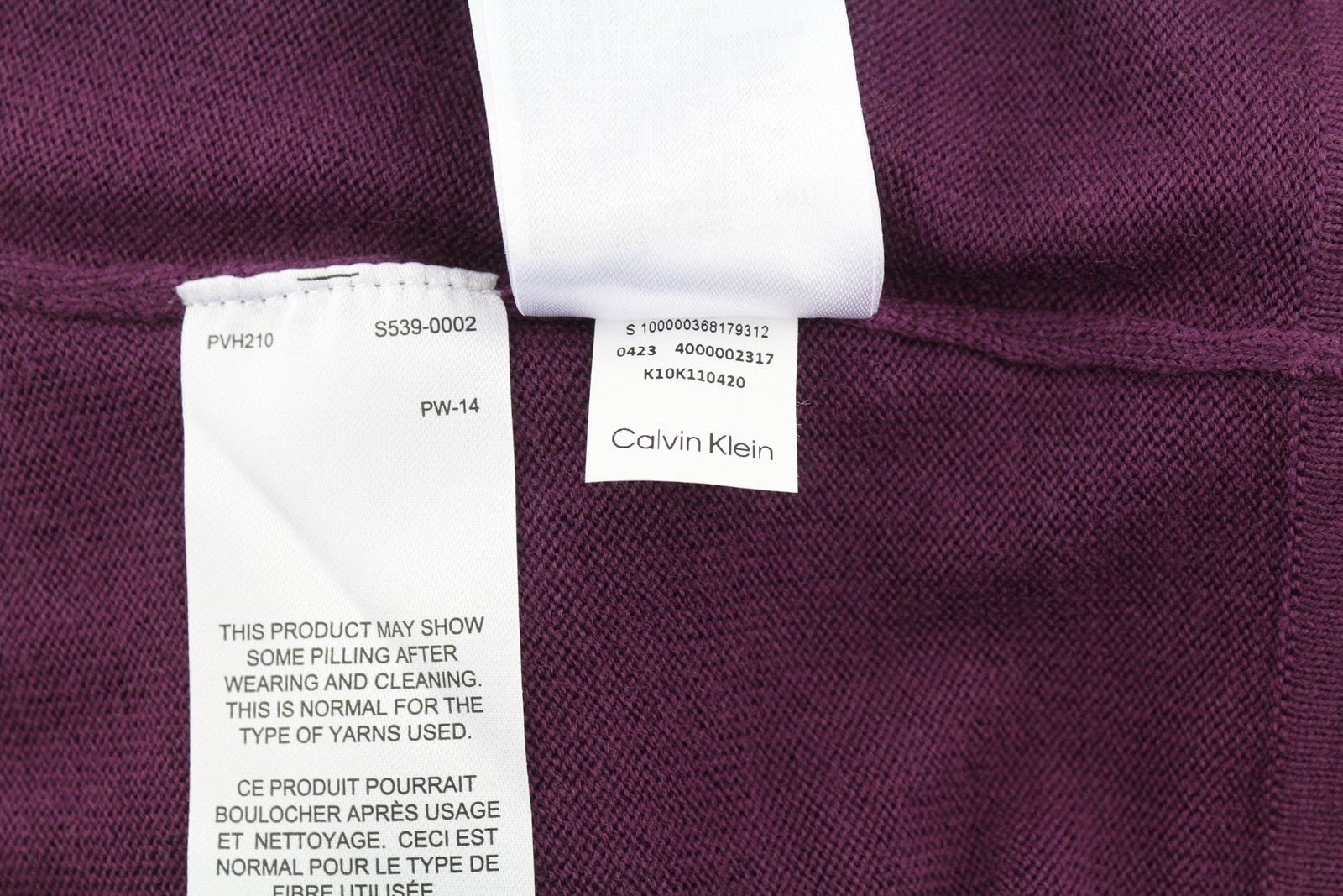 CALVIN KLEIN Merino Turtle Neck Men Jumper L Purple Knit Pullover RRP189