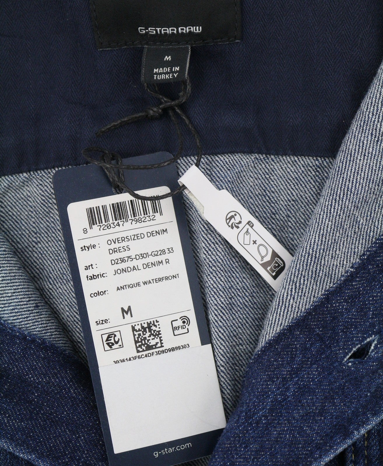 G-STAR Oversized Denim Women Dress M Blue Denim Patch Pocket Button-Up RRP179