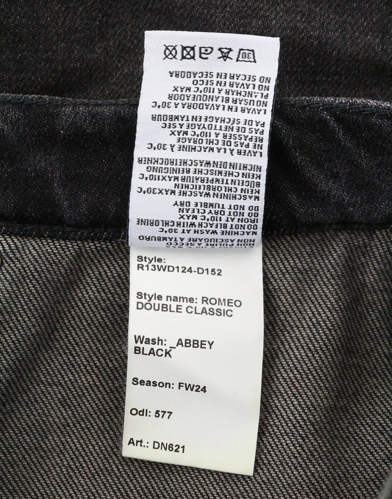 R13 Romeo Double Classic Women Jeans 26 Abbey Black Skirted Straight RRP750