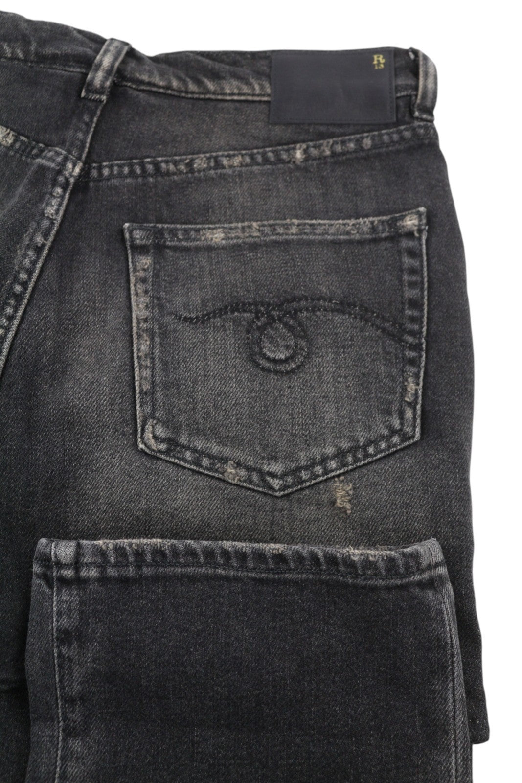 R13 Romeo Double Classic Women Jeans 26 Abbey Black Skirted Straight RRP750