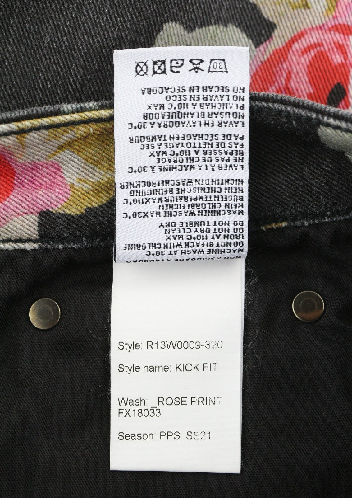 R13 Kick Fit Women Jeans 27 Rose Print Slim Straight Cropped Ankle Zip Fly