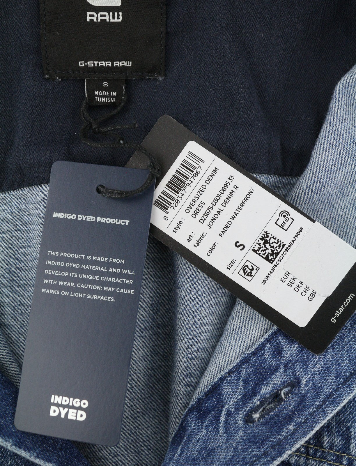 G-STAR Oversized Denim Women Dress S Blue Denim Patch Pocket Button-Up RRP179