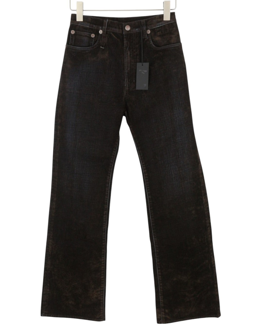 R13 Jean Women Jeans 27 Flocked Brown High Rise Straight Zipper RRP699