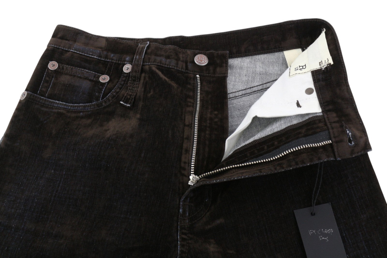 R13 Jean Women Jeans 27 Flocked Brown High Rise Straight Zipper RRP699