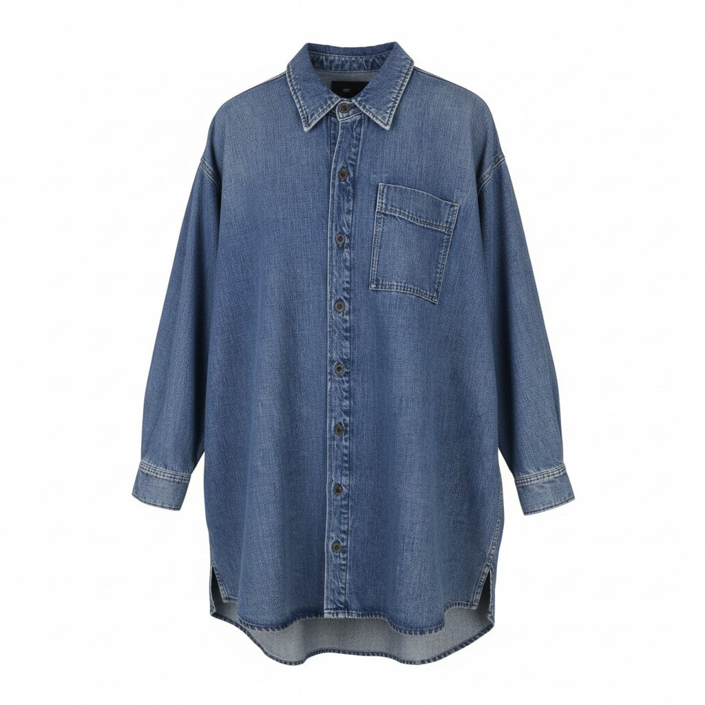 G-STAR Oversized Denim Women Dress L Blue Denim Patch Pocket Button-Up RRP179