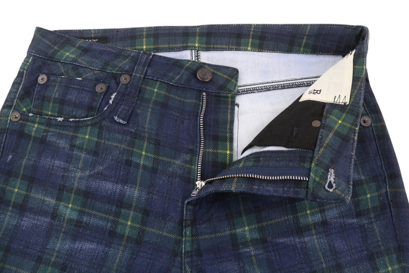 R13 Kick Fit Women Trousers 27 Printed Tartan Slim Straight Ankle RRP599