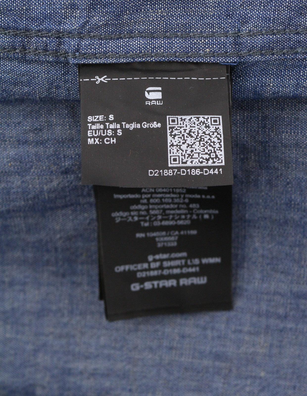 G-STAR Officer BF L/S Women Shirt S Blue Denim Look Linen Blend Button Oversized