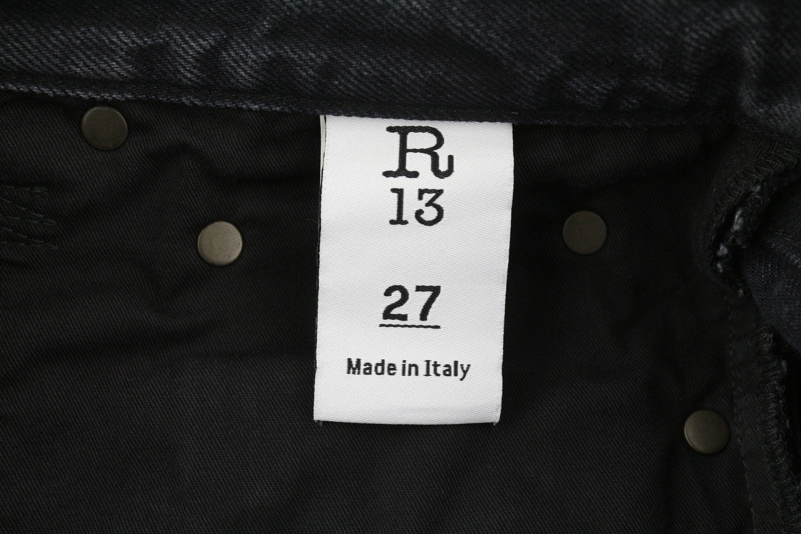 R13 Axl Slim Women Jeans 27 Jake Black Faded Washed Zip Fly Logo Pocket Denim