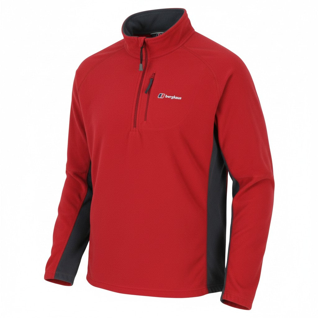 BERGHAUS Men Sweatshirt 2XL Red Fleece High Half Zip Neck Patch Pocket Pull On