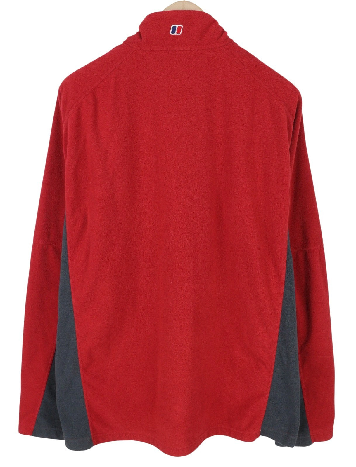 BERGHAUS Men Sweatshirt 2XL Red Fleece High Half Zip Neck Patch Pocket Pull On