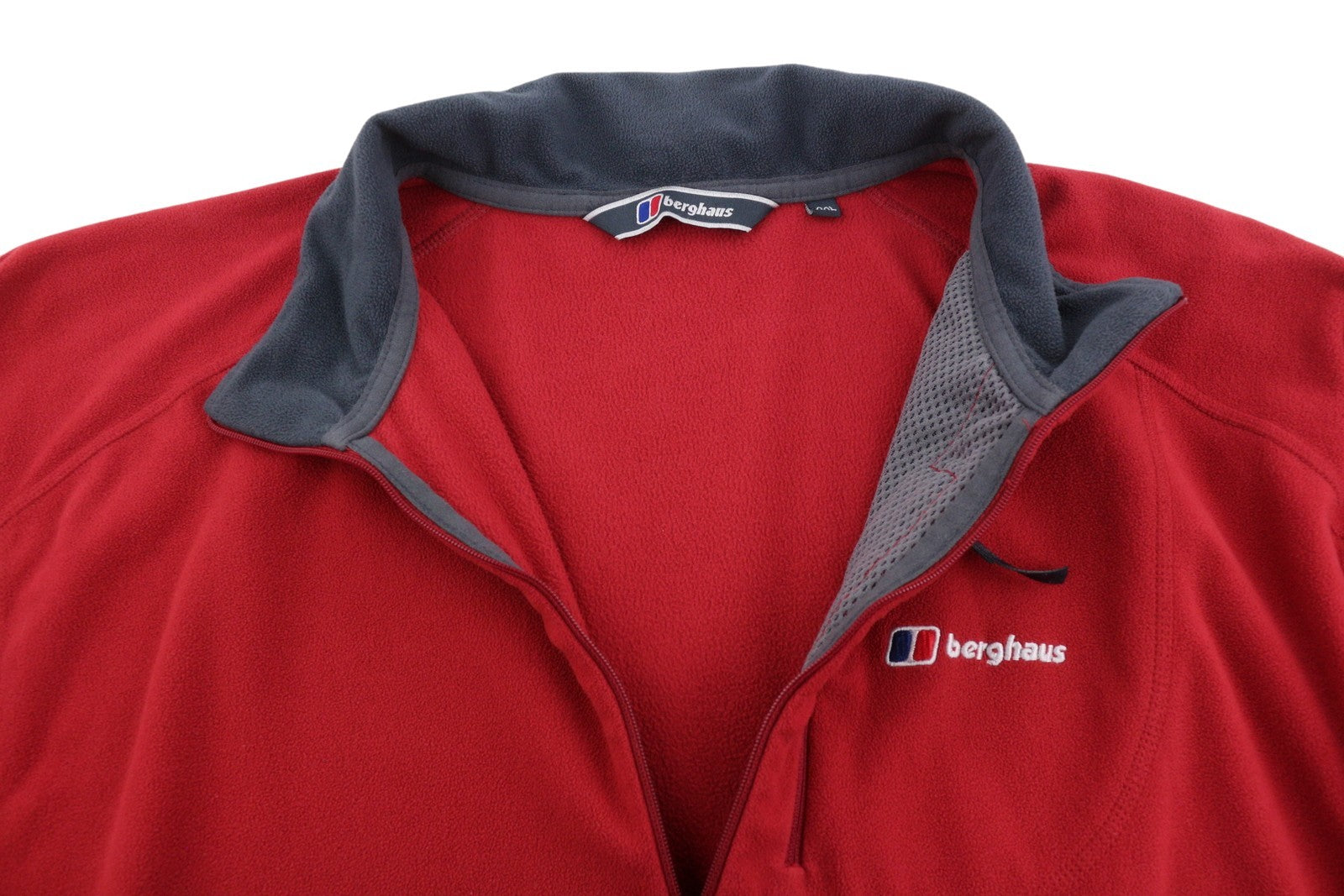 BERGHAUS Men Sweatshirt 2XL Red Fleece High Half Zip Neck Patch Pocket Pull On