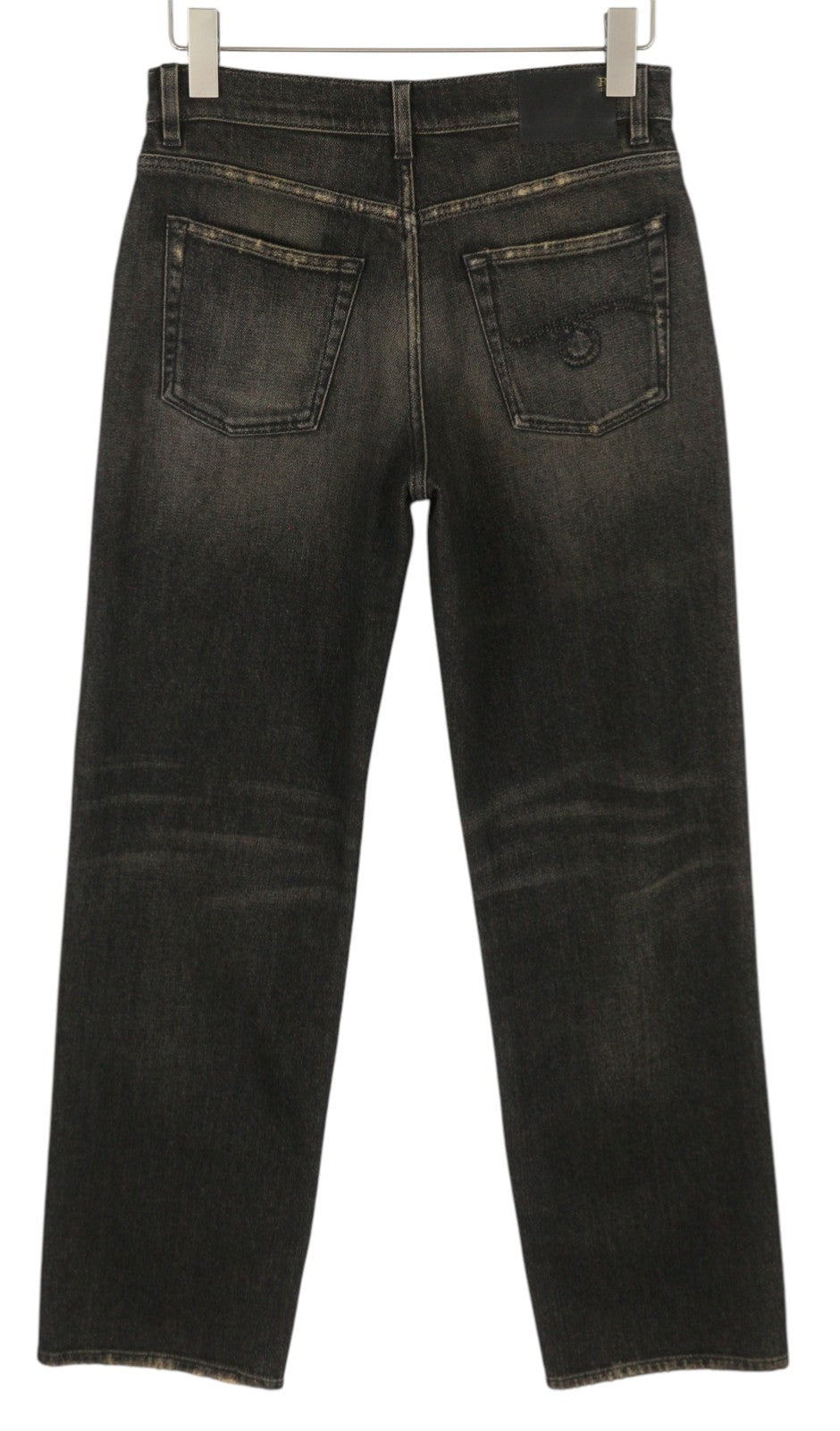 R13 Alice Slim Straight Leg Women Jeans 27 Abbey Black Faded Washed Zip Fly
