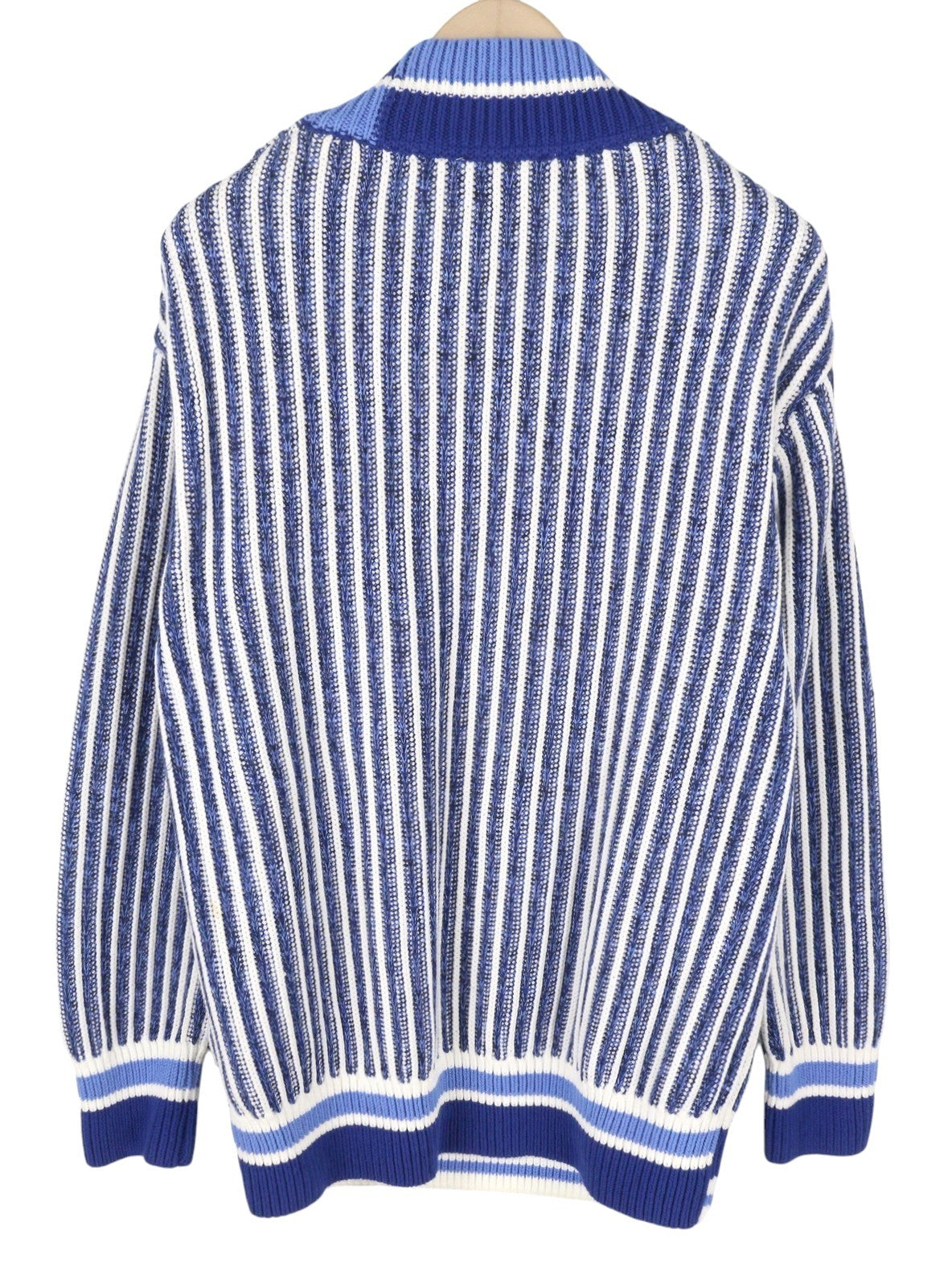 TED BAKER Men Jumper L Blue Patterned V-Neck Tight-Knit Pull On RRP225