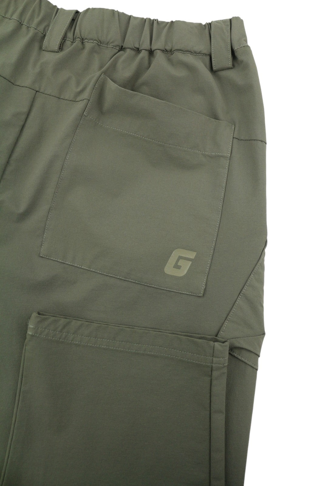 GUESS Men Trousers M Olive Green Elastic Waist Tapered Fit Mid Rise Cargo