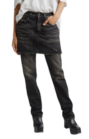 R13 New Double Classic Women Jeans 27 Abbey Black Faded Skirted Straight RRP750