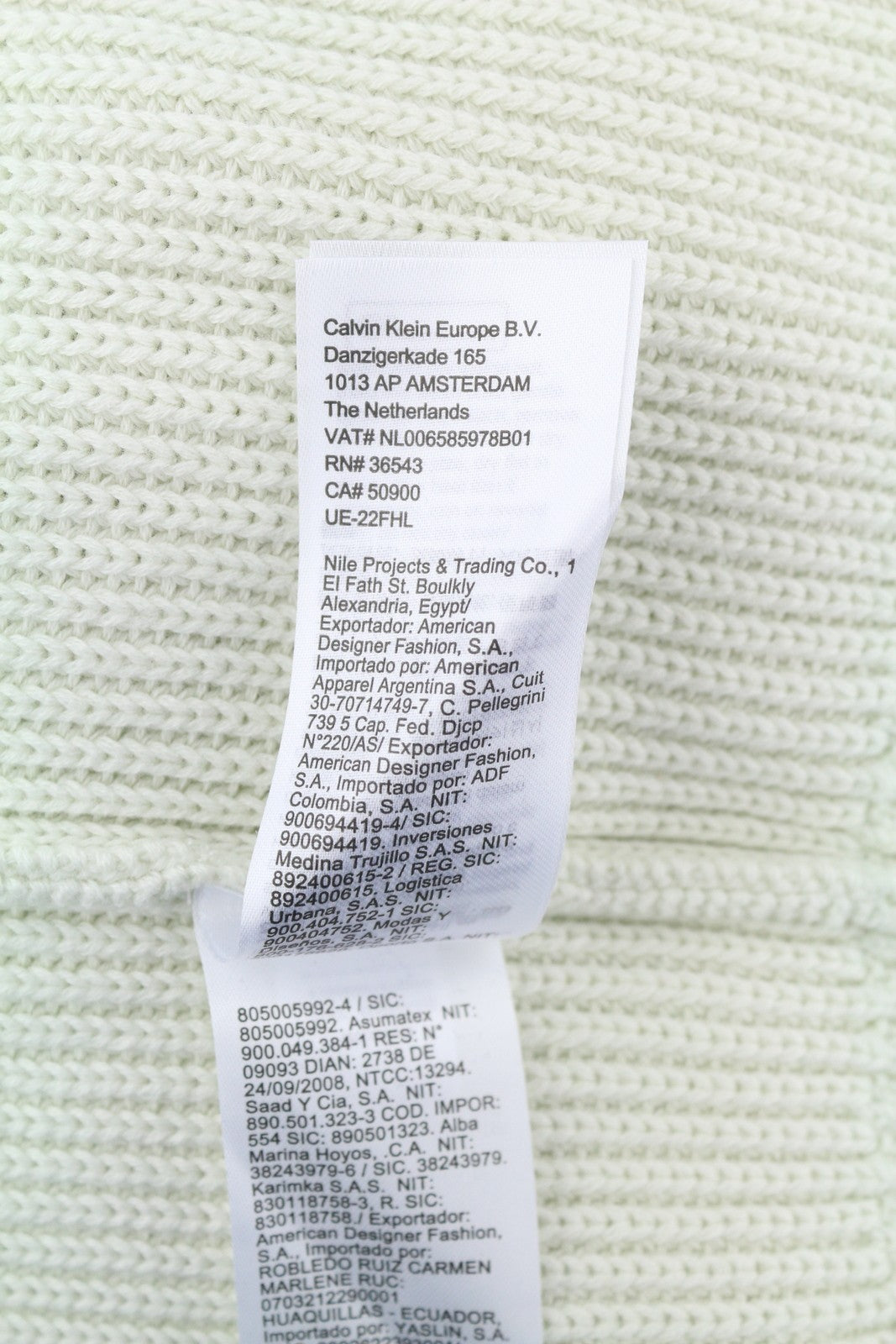 CALVIN KLEIN Stitch Blocking Men Jumper L Off White Stripe Knit Crew Pullover