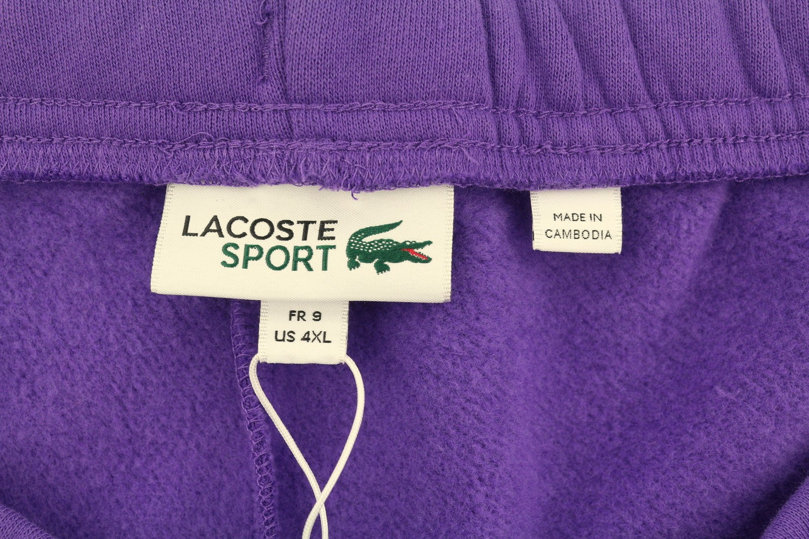 LACOSTE Sport Men Trousers 4XL Purple Tapered Fleece Drawstring Waist Sweatpants