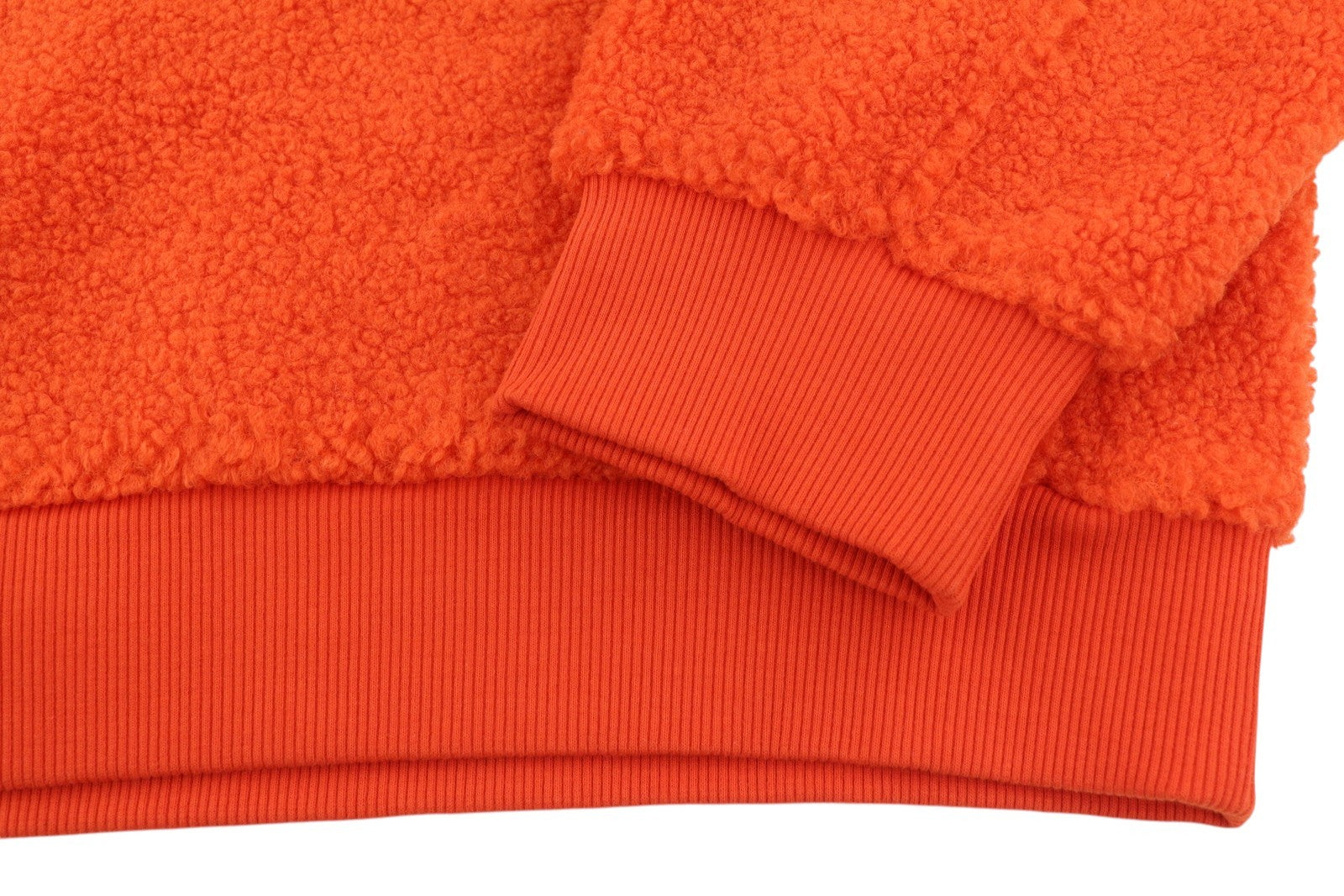 CALVIN KLEIN Badge Sherpa Half Men Sweatshirt L Orange Fleece Pullover RRP129