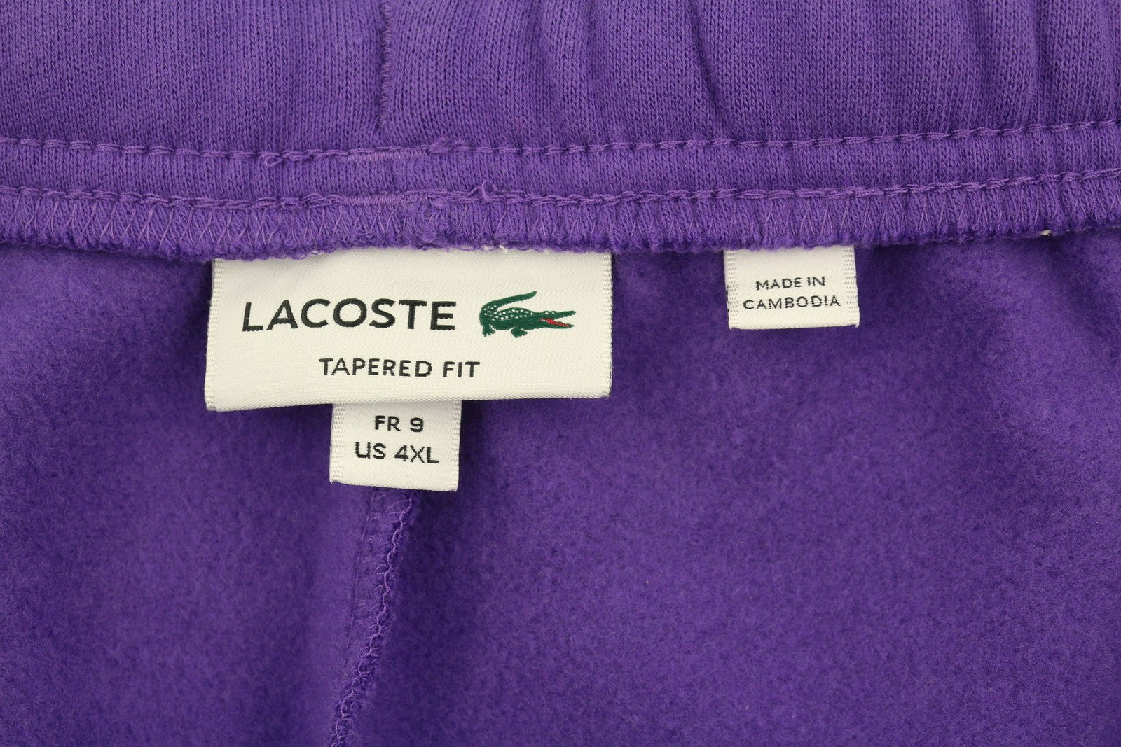 LACOSTE Men Trousers 4XL Purple Tapered Fit Fleece Drawstring Waist Sweatpants