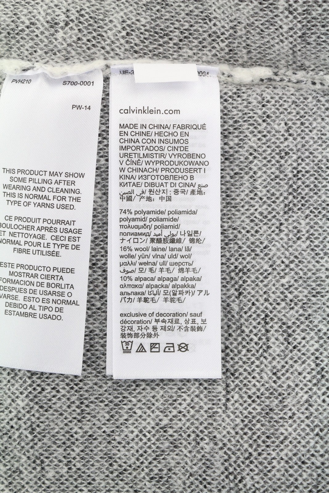 CALVIN KLEIN Abstract Jacquard Men Jumper M Grey Wool Alpaca Knit Pullover