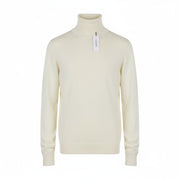 CALVIN KLEIN Merino Rws Turtle Men Jumper L White Knit Logo Pullover RRP129