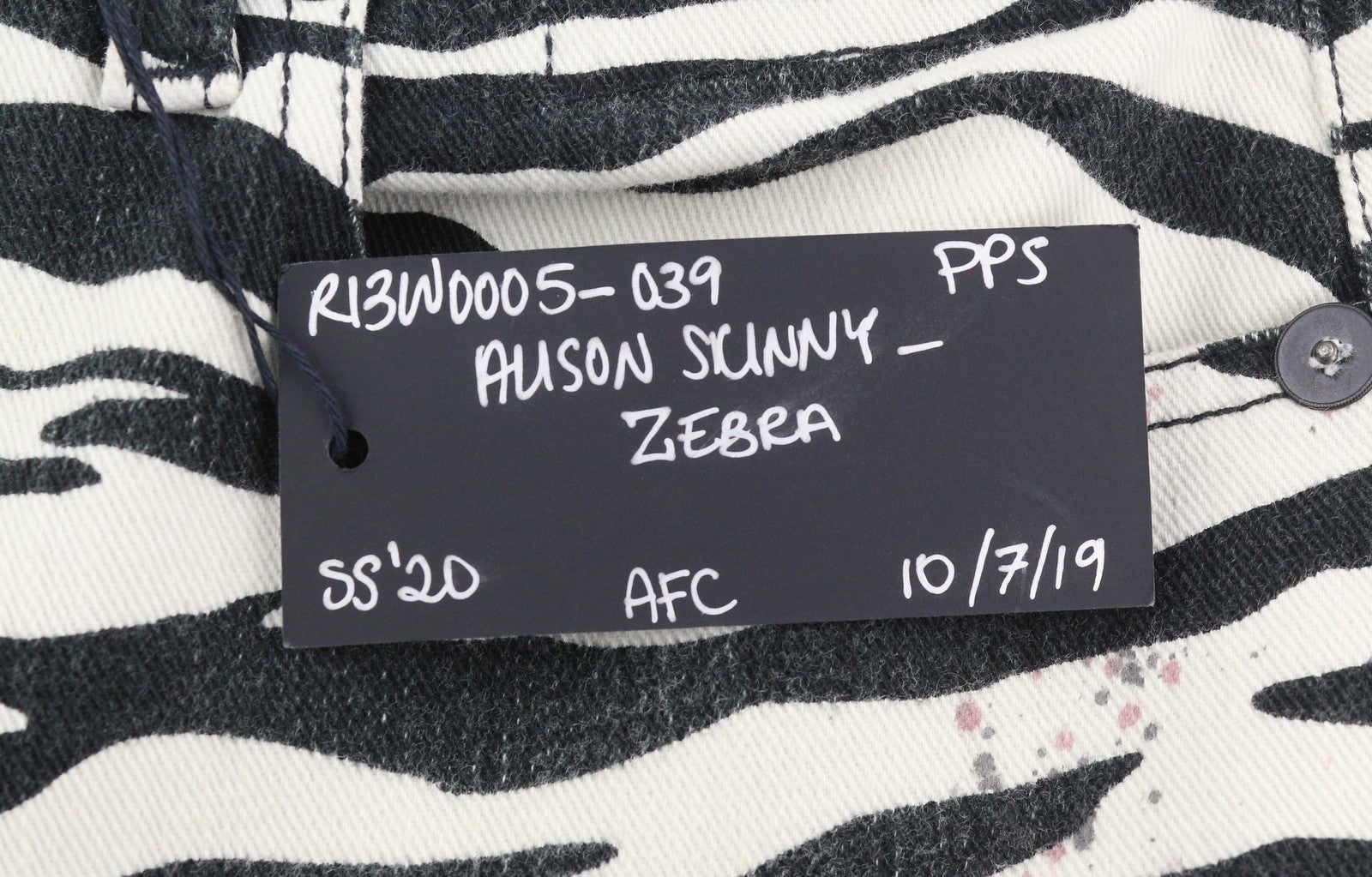 R13 Alison Skinny Women Jeans 27 Zebra Print Casual Zipper Denim Logo RRP599