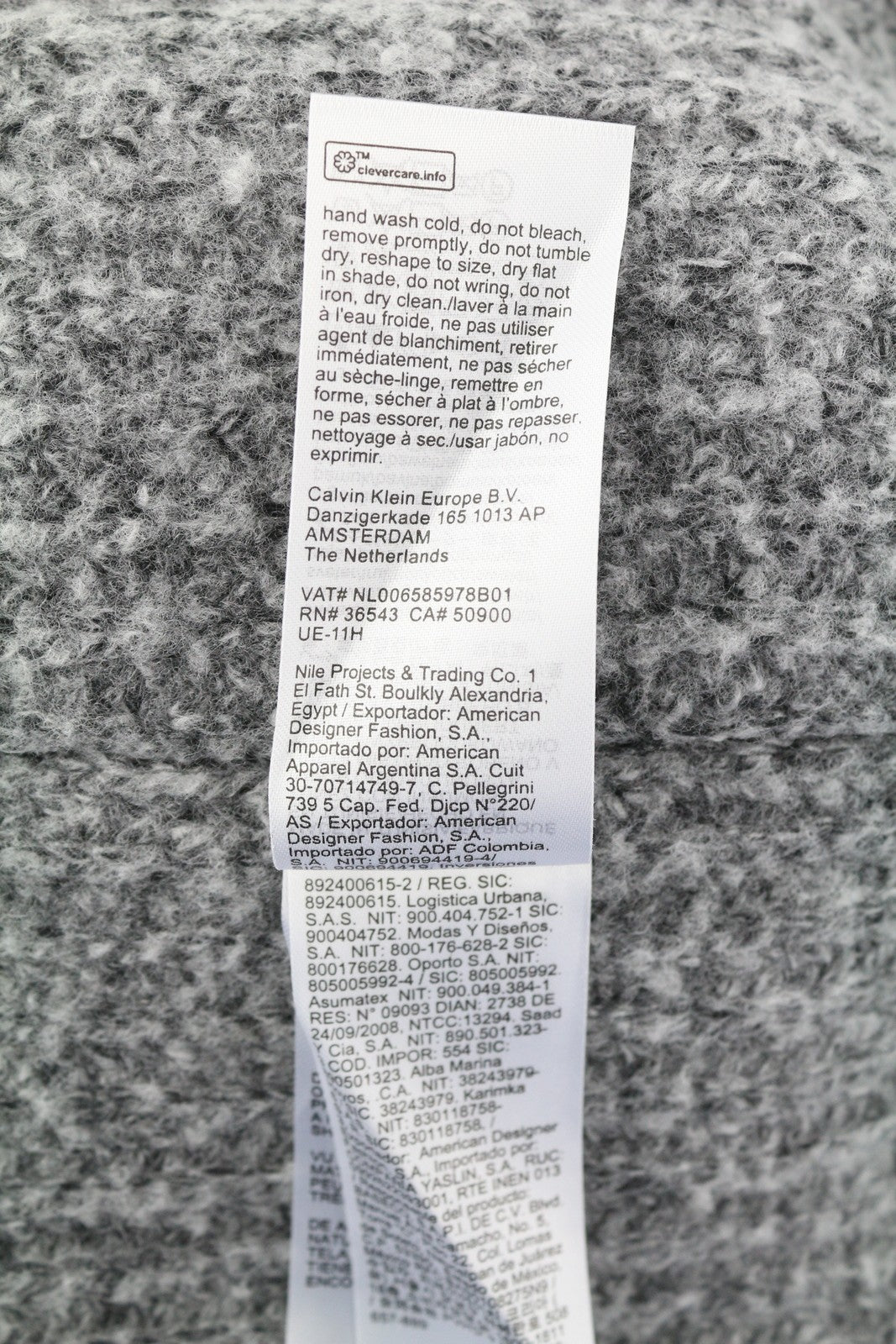 CALVIN KLEIN Men Jumper XL Grey Wool Blend Tight Knit Mock Neck Logo Pullover