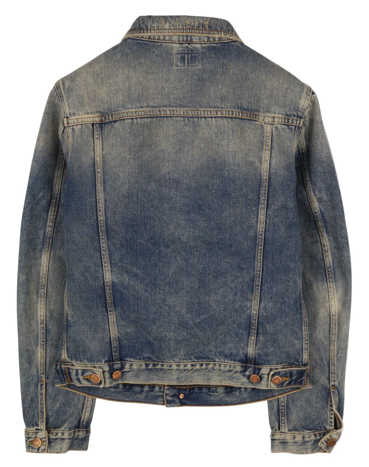 NUDIE JEANS Men Jacket M Denim Blue Vintage Washed Button-Up Polo Collar Casual