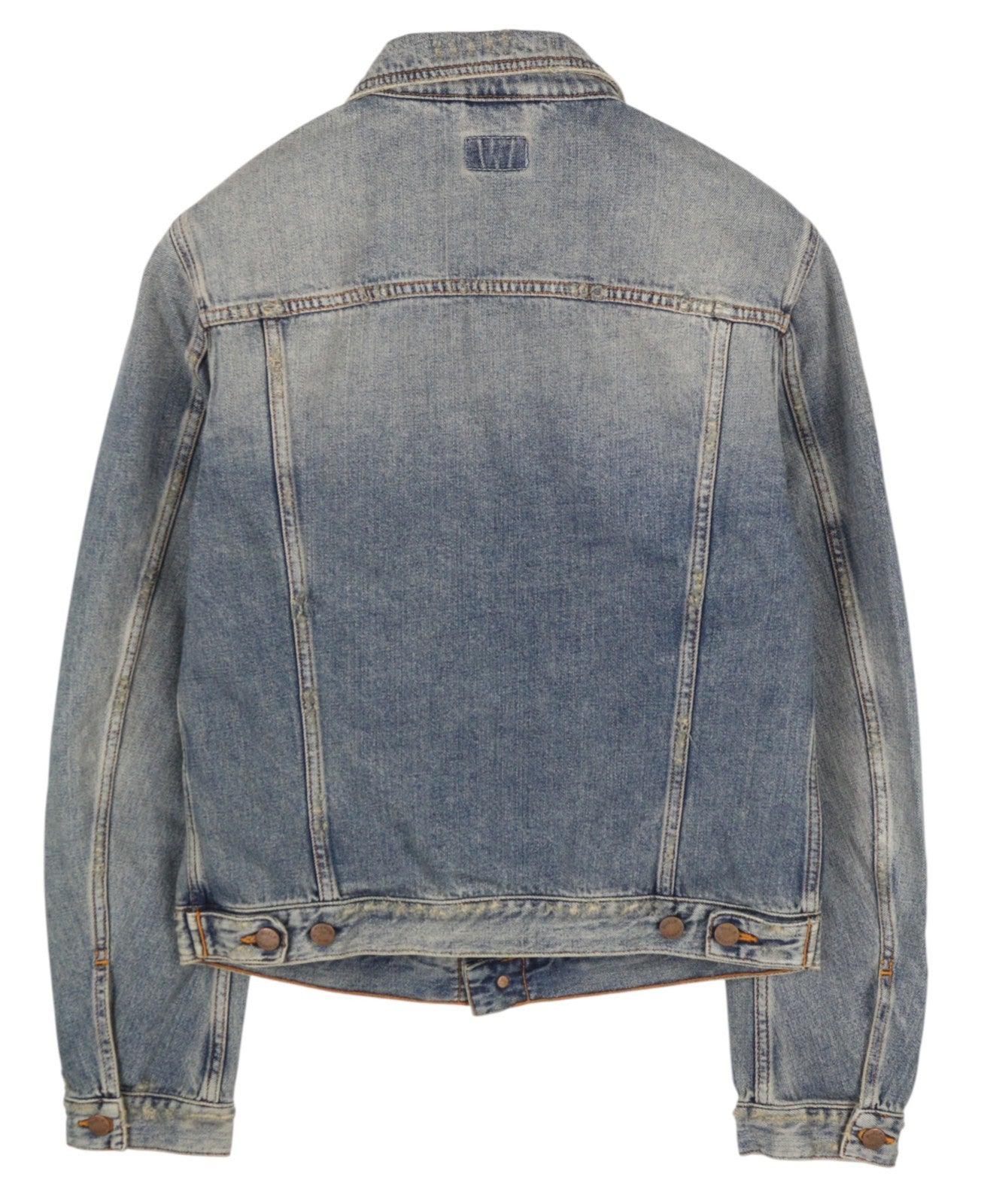 NUDIE JEANS Billy Men Jacket M Shimmering Indigo Washed Denim Button Distress