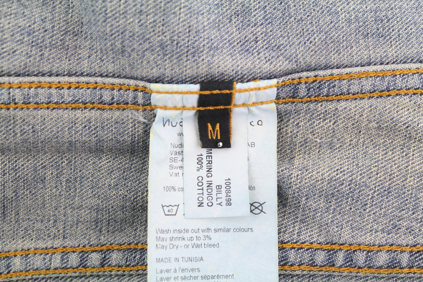 NUDIE JEANS Billy Men Jacket M Shimmering Indigo Washed Denim Button Distress