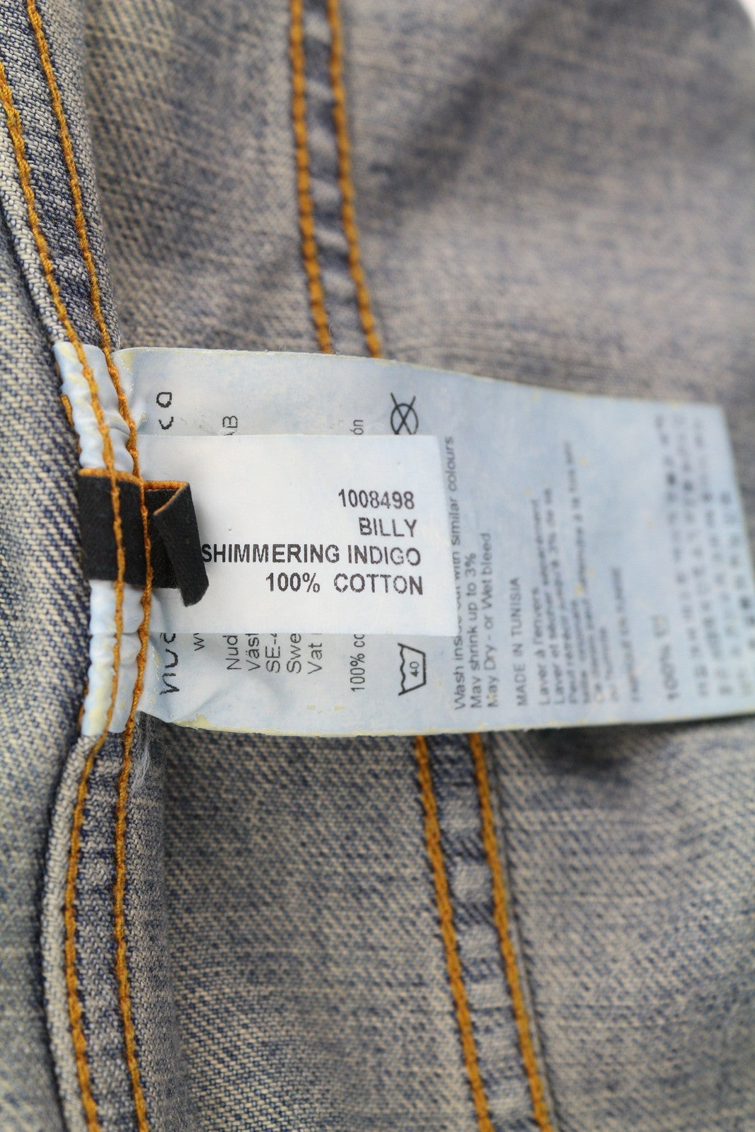 NUDIE JEANS Billy Men Jacket M Shimmering Indigo Washed Denim Button Distress