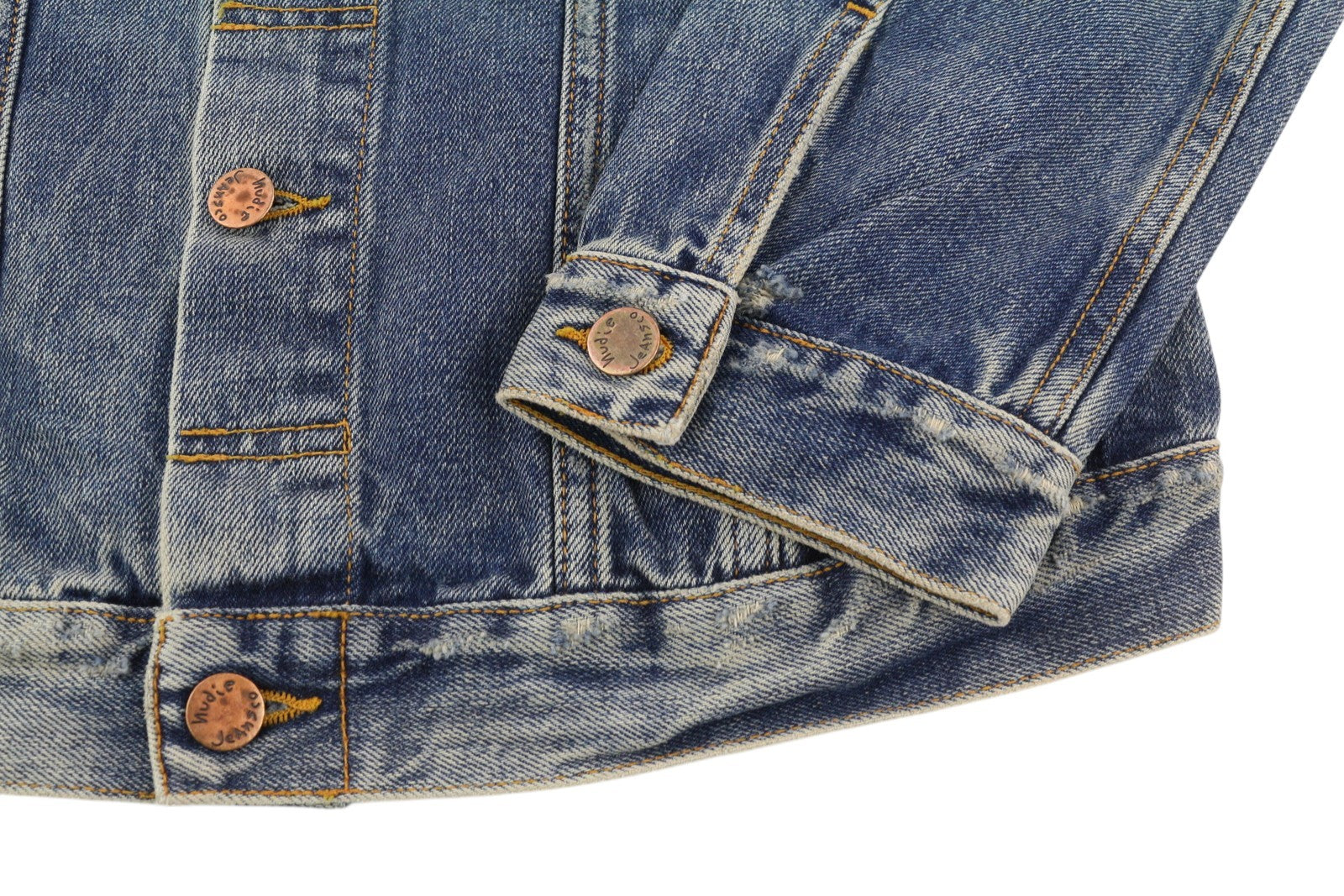 NUDIE JEANS Billy Men Jacket M Shimmering Indigo Clean Washed Denim Button-Up