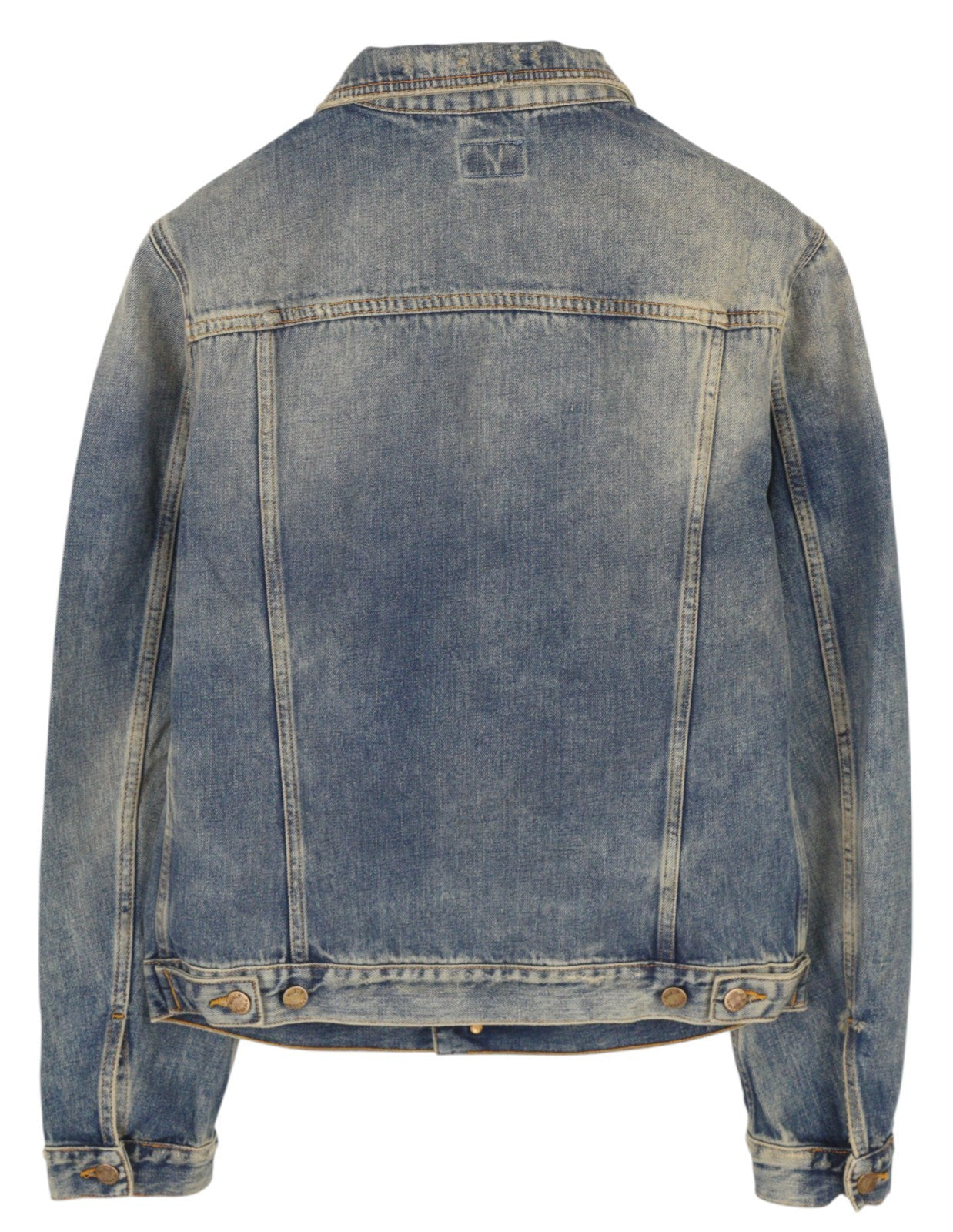 NUDIE JEANS Billy Men Jacket M Shimmering Indigo Denim Button-Up Worn Distress