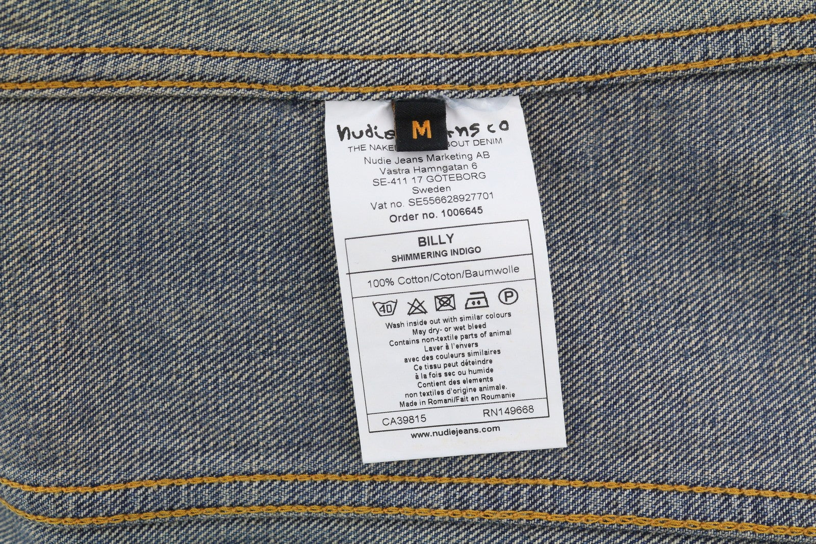 NUDIE JEANS Billy Men Jacket M Shimmering Indigo Washed Denim Ripped Distress